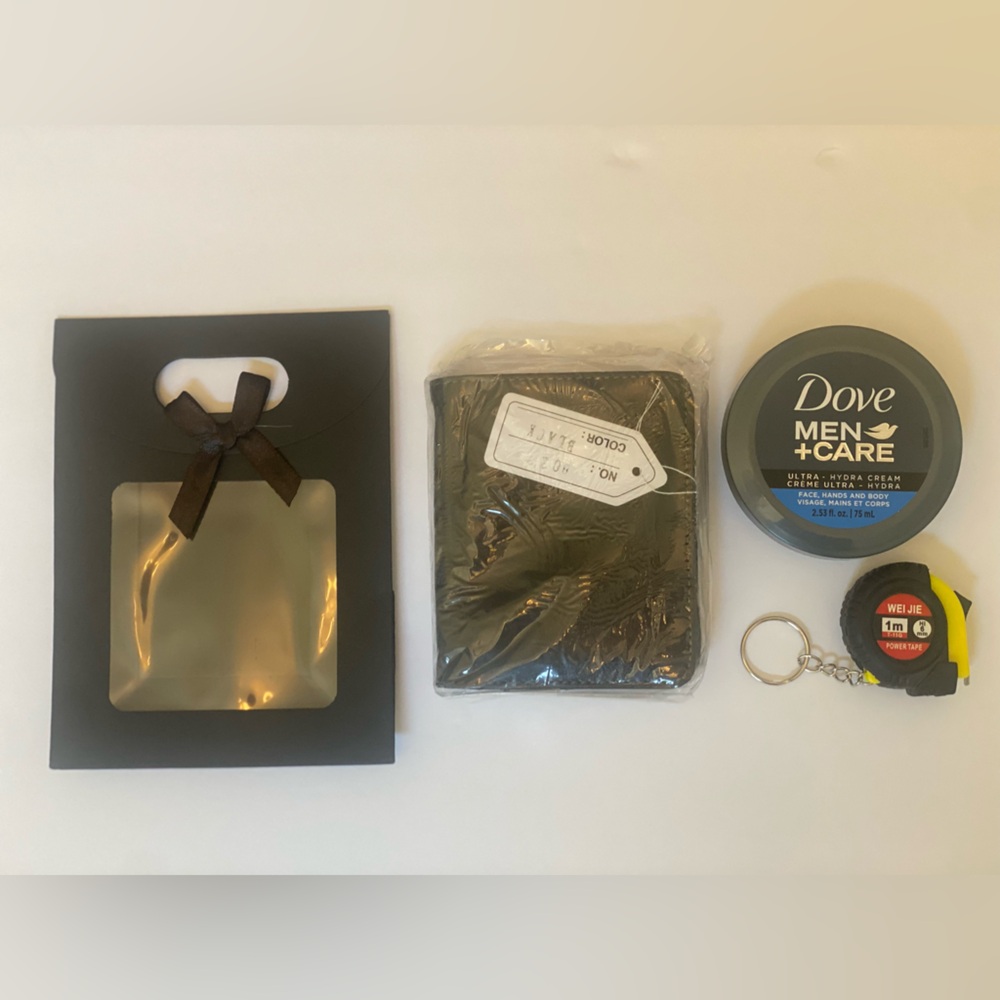 Men’s Bundle: Wallet, Dove Men’s Cream, Mini Tape Measurer Keychain - Brand New - Picture 2 of 14
